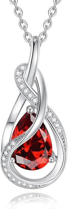 FANCIME TimelessTie Birthstone Necklace for Women White Gold Plated Sterling Silver Ribbon Design Jewelry Knot Pendant Fine Jewelry Gemstone Anniversary Birthday Graduation Mothers Day Gifts for Women Wife Mother Her