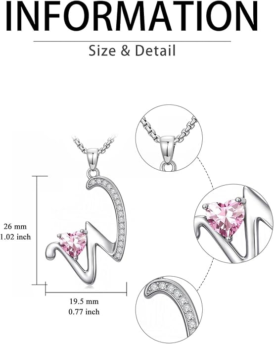 Birthday Gifts for Women Alphabet A to Z Initial Birthstone Pendant Necklaces for Women - 18k White Gold Plated Personalized Name Jewelry Anniversary Graduation Gifts for Wife Her Daughter Girlfriend(with Gift Box)