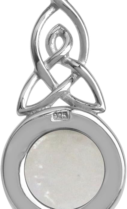 Silvershake 8MM Round Shape Gemstone White Gold Plated or Yellow Gold Plated 925 Sterling Silver Triquetra Celtic Knot Pendant or Pendant with 18 Inches Chain Necklace Jewelry for Women
