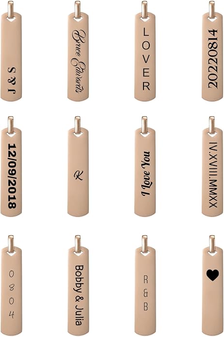 Fathers Day Personalized Vertical Bar Pendant Necklace - Custom Name Text Necklace Customized Stainless Steel Memorial Necklace Dad Gifts for Men