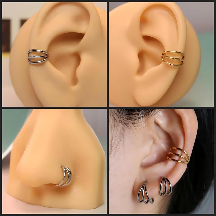 316L Surgical Steel Septum Clicker Ring Nose Ring Hoop Sleeper Hoop Earring Helix Rook Conch Cartilage Daith Tragus Earrings Lobe Nose Piercing Jewelry for Women