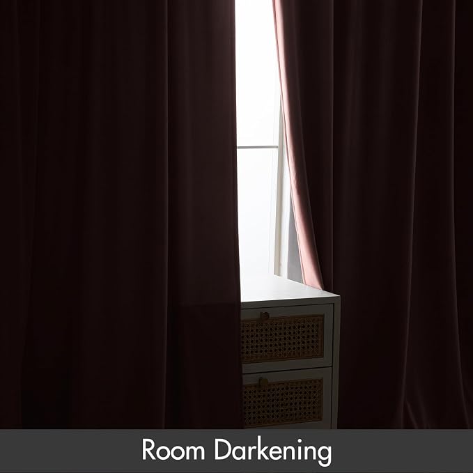 MIULEE Light Pink Blackout Velvet Curtains Drapes 84 Inch Long 52"x84" | Luxurious Bedroom Living Room Decor, Room Darkening, Thermal Insulated, Rod Pocket Design, Super Soft Fabric