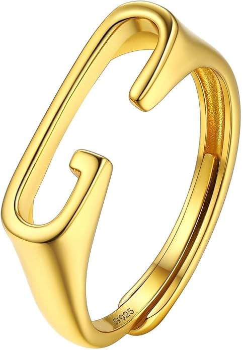 SILVERCUTE 925 Sterling Silver Initial Rings for Women,Adjustable Capital Letter Ring Hypoallergenic,Minimalist 925 Silver Rings for Mother Daughter