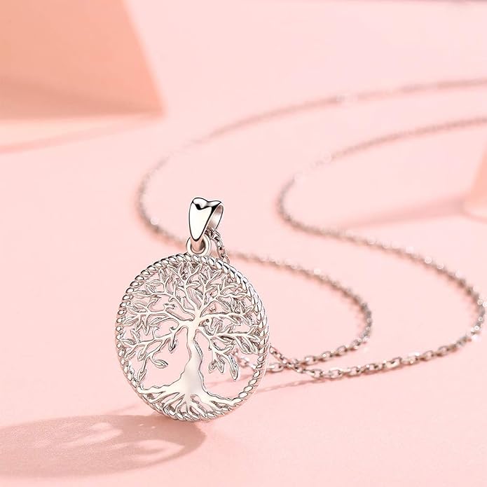 Odinstone Tree of Life Necklace, Sterling Silver Pendant for Women Family Tree Necklaces Jewelry for Mom/Wife/Grandma(With Fine Gift Box)