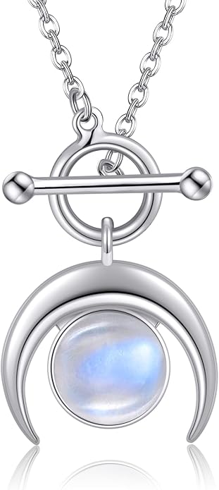 925 Sterling Silver Necklace for Women - Amulet Pendant Moon Necklace with Moonstone, Gift for Her