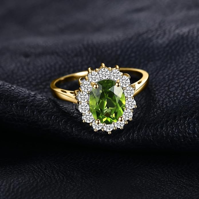 JewelryPalace Princess Diana Kate Middleton Class Gemstone Birthstone Sapphire Halo Engagement Rings for Women, Anniversary 14K White Yellow Rose Gold Plated 925 Sterling Silver Promise Rings for Her