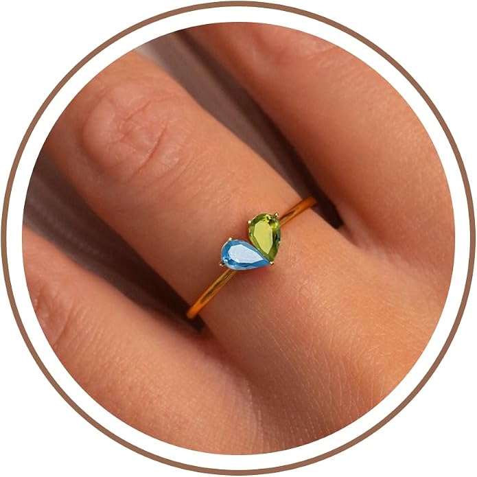 Birthstone Rings for Women, Non Tarnish Gold Rings 2026 Graduation Gifts Birthday Gift Trendy Teen Girl Stuff Dainty 14K Plated Adjustable CZ Stacking Promise Ring Anniversary Jewelry for Friend Sister Girlfriend Daughter