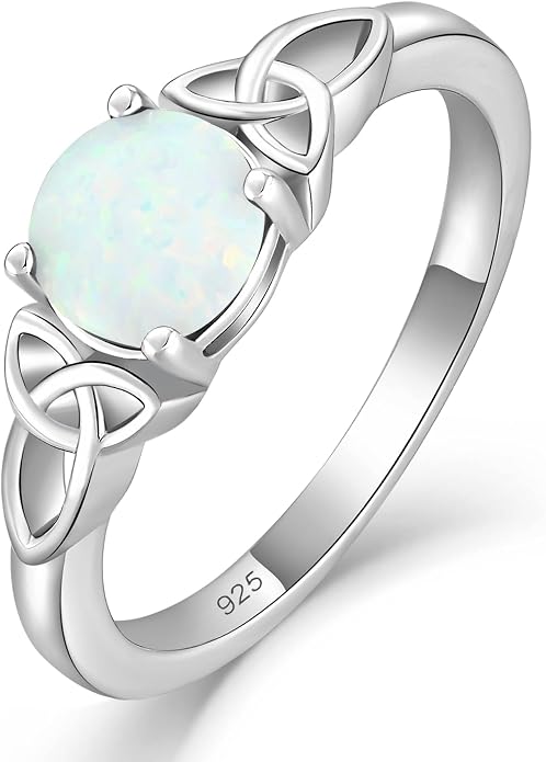 YL Celtic Knot Rings for Women 925 Sterling Silver Round Cut Birthstone Statement Ring