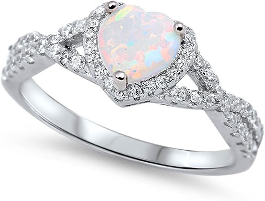 CHOOSE YOUR COLOR Sterling Silver Heart Halo Promise Ring