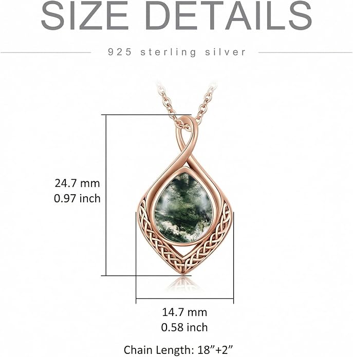 PELOVNY Celtic Knot Necklaces for Women 925 Sterling Silver Gemstone/Birthstone Teardrop Infinity Necklace Irish Celtic Pendant Jewelry Gifts for Mom Daughter Wife