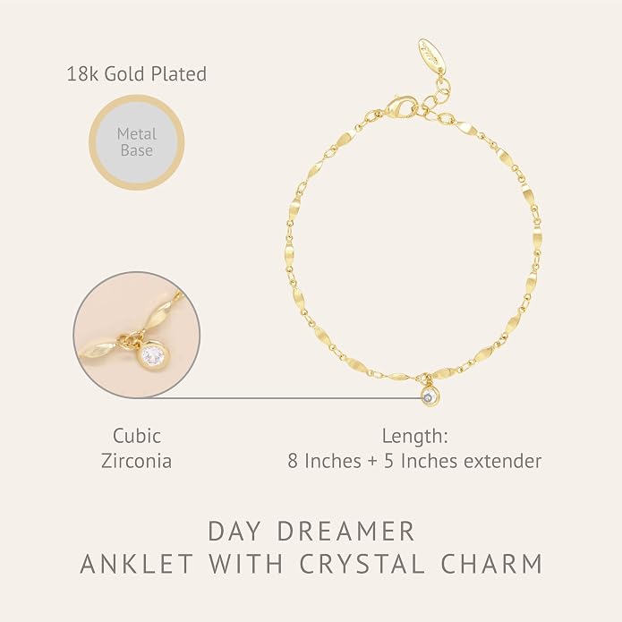 Ettika Anklets for Women. Anklet, 18k Gold or Rhodium Plated. Ankle Bracelets for Women, Jewelry