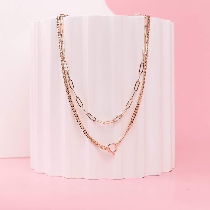PAVOI 14K Gold Plated Dainty Layering Necklaces for Women | Snake Chain, Curb Link, Paperclip Layered Chains | Trendy Layering Necklace
