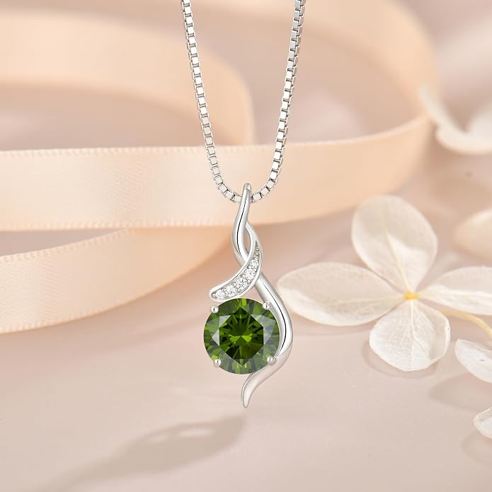 Women‘s Birthstone Pendant Necklace S925 Sterling Silver Imitation Diamond Infinity Necklace Jewelry Gift for Her
