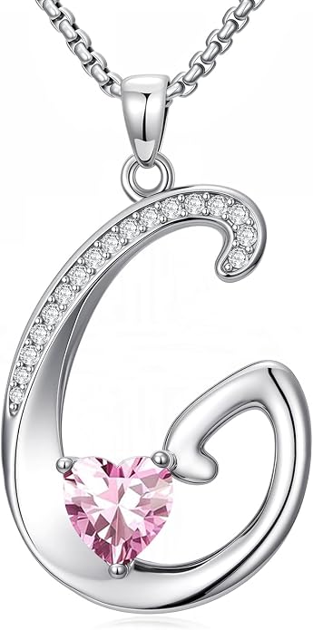 Birthday Gifts for Women Alphabet A to Z Initial Birthstone Pendant Necklaces for Women - 18k White Gold Plated Personalized Name Jewelry Anniversary Graduation Gifts for Wife Her Daughter Girlfriend(with Gift Box)