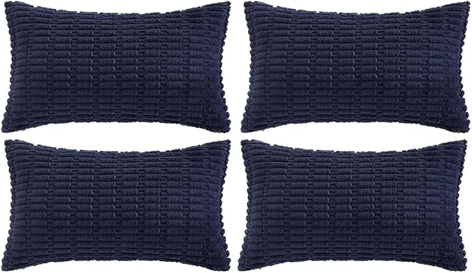 Fancy Homi 4 Packs Decorative Throw Pillow Covers for Living Room Couch Bed, Modern Farmhouse Boho Home Décor Accent Cushion Case, 24" x 16", Navy Blue