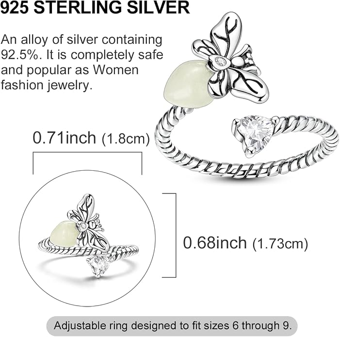 925 Sterling Silver Adjustable Open Rings for Women with Snake, Evil Eye or Bee Designs, Dainty Stackable Thumb Finger Rings, Gold Silver Ring Jewelry Gift for Mujer, Size 6-9