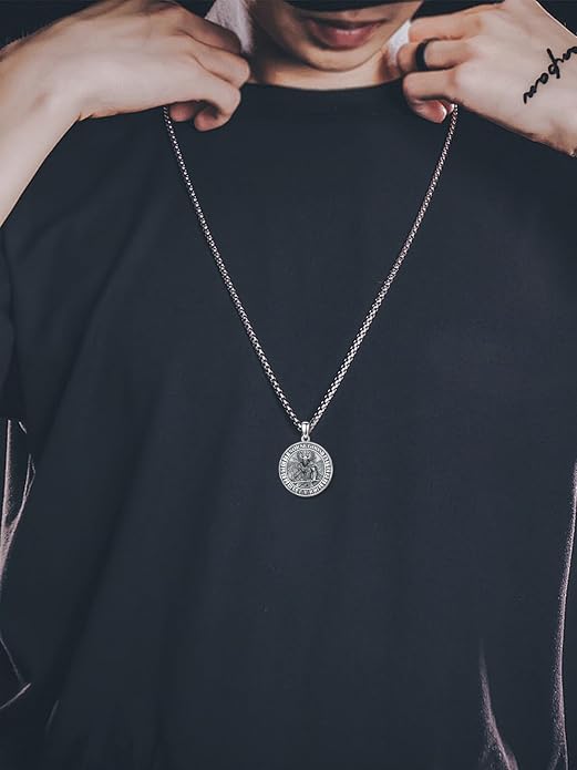 Viking Necklace for Men Women 925 Sterling Silver Norse Jewelry Fathers Mothers Day Anniversary Birthday Gifts for Mom Dad Husband Brother (with Gift Box)