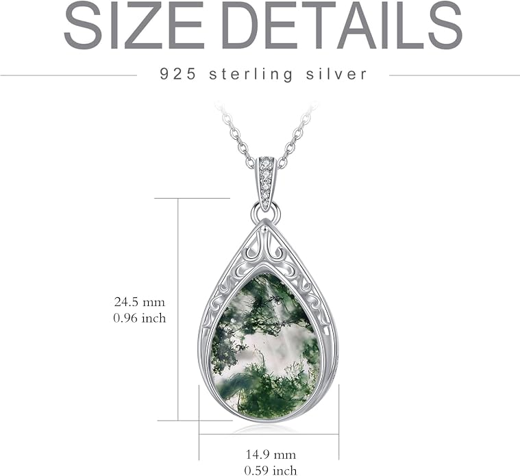 HPQQ Teardrop Necklace 925 Sterling Silver Filigree Gemstone Pendant Necklace Fine Jewelry Birthday Mother's Day Gifts for Women Her Mom