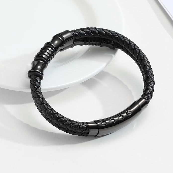 VNOX Men's Inspirational Mantra Engarved Handmade Braided Leather Adjustable Cuff Bangle Bracelet Encouragement Motivational Gift for Men