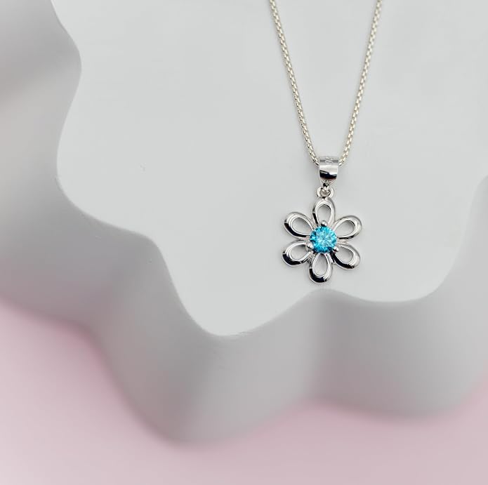 Cherished Moments .925 Sterling Silver Daisy Simulated Birthstone Necklace