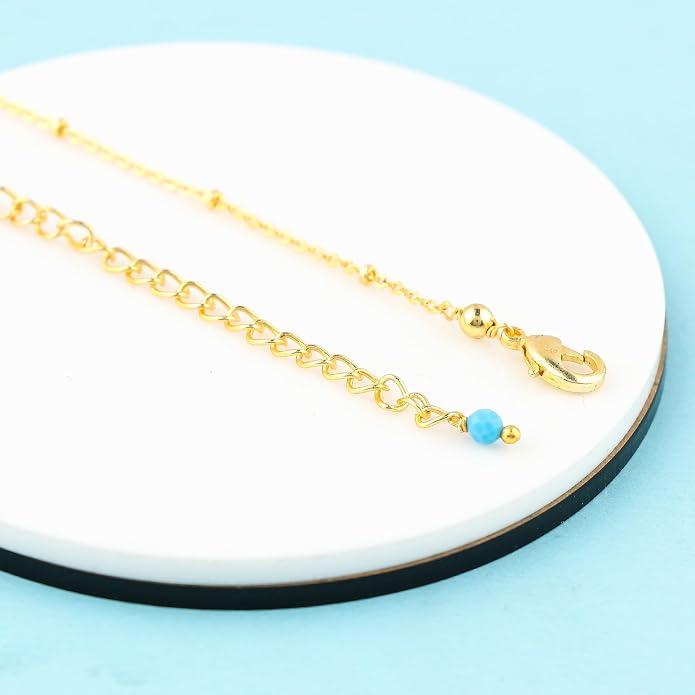 Satellite Chain Necklace 16+2 Inch Gold Plated – Dainty Layering Jewelry with Gemstone Beads – Minimalist Choker Necklace for Women – Delicate Gift for Her