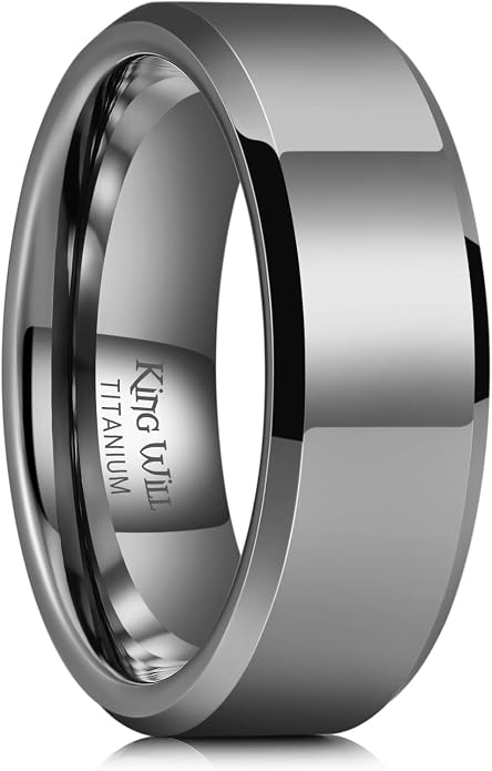King Will BASIC Men Women 4mm/5mm/6mm/7mm/8mm Titanium Rings Polished Wedding Band Engagement Anniversary Band Comfort Fit