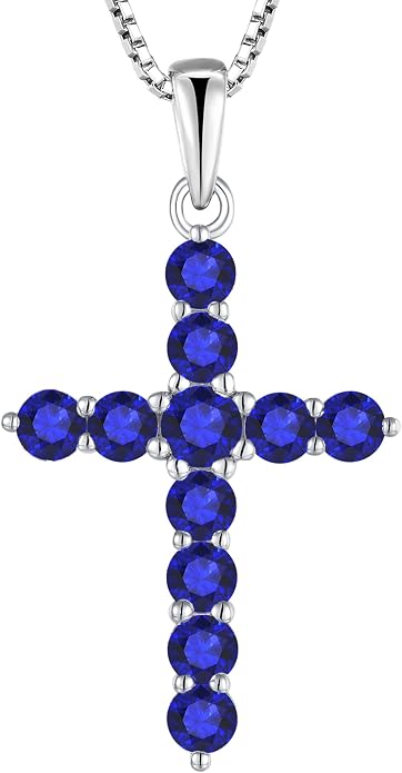 STARCHENIE Cross Necklace Sterling Silver Crucifix Pendant Gemstones Jewelry for Women