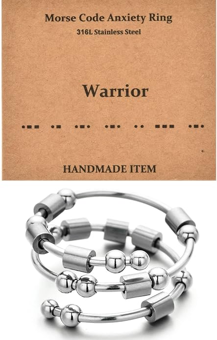 Morse Code Rings for Women, Stainless Steel Spinner Ring Fidget Rings for Anxiety Ring Morse Code Rings Inspirational Gifts Jewelry Women Birthday Graduation Gifts for Best Friends