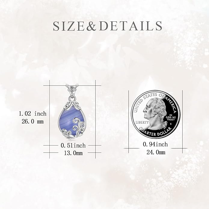 POPLYKE Sterling Silver Gemstone Teardrop Pendant Necklace Crystal Jewelry for Women
