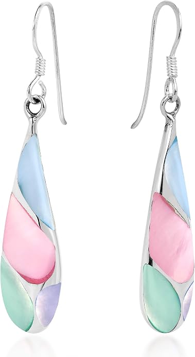 AeraVida Vintage Stone Teardrop Birthstone Sterling Silver Earrings, 9x45 mm | Dangle Earrings for Women