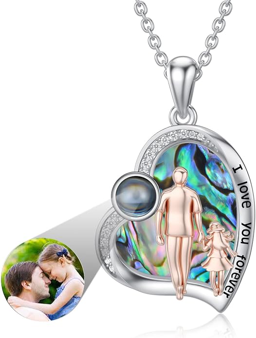 PROESS S925 Sterling Silver Daughter Heart Pendant Necklace from Dad Mom I Love You Forever Jewelry