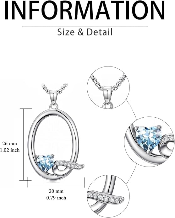 Birthday Gifts for Women Alphabet A to Z Initial Birthstone Pendant Necklaces for Women - 18k White Gold Plated Personalized Name Jewelry Anniversary Graduation Gifts for Wife Her Daughter Girlfriend(with Gift Box)