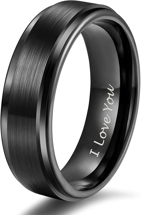 TRUMIUM 4mm 6mm 8mm Tungsten Rings for Men Women Silver Blue Rose Gold Plated Black Tungsten Wedding Band Matte Brushed Finish Comfort Fit Size 4-15