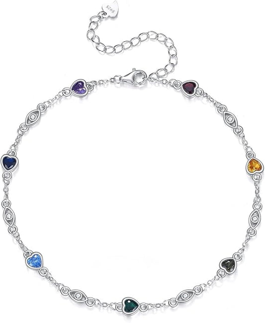 S925 Sterling Silver Evil Eye Anklet for Women, Protection Charm Ankle Bracelet, Adjustable Chain Anklet, Gift for Her