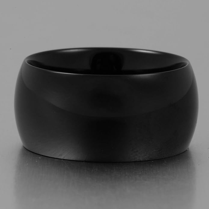 Fashion Month Mens 12mm Classic Black Tungsten Carbide Ring Wedding Engagement Domed High Polished Wide Smooth Band