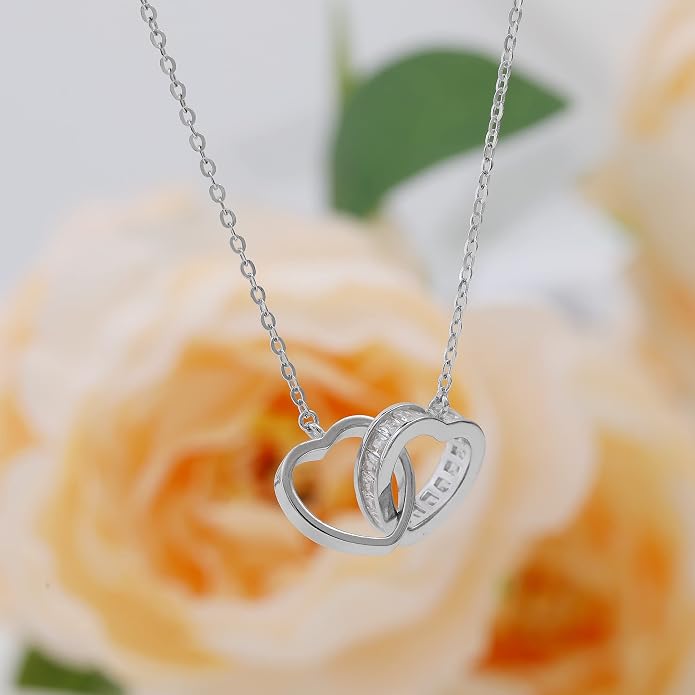 Gacimy Sterling Silver Heart Necklace for Women, Tiny 925 Sterling Silver Choker Chain with Heart Pendant Necklace for Women Girls