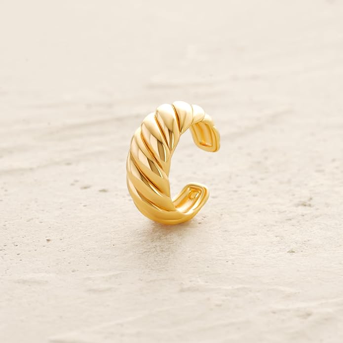 MYEARS Women Ear Cuff Earring Gold Non Pierced Ear Cartilage Clip on Wrap Hoop 14K Gold Filled Tiny Boho Beach Simple Minimalist Delicate Handmade Hypoallergenic Jewelry Gift-Sold as Single/Pair