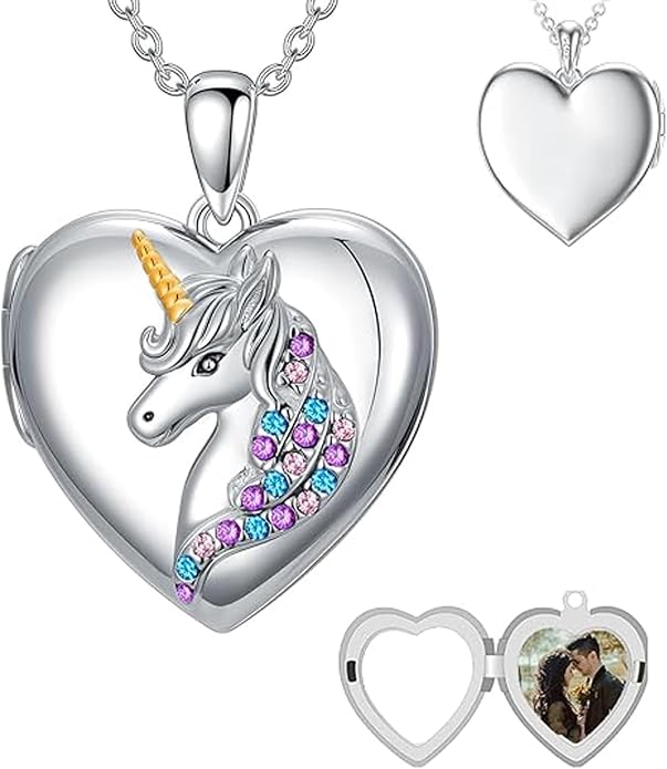 Dorunmo Personalized Locket Necklace 925 Sterling Silver that Holds Pictures Butterfly Birthstone Photo Heart Locket Custom Jewelry Congratulations New Beginnings New Job Gifts for Women