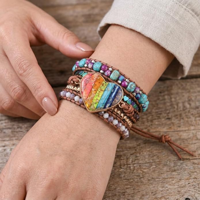 YGLINE Natural Stone Bracelet 3 Wraps Bracelet Handmade Boho Bracelet for Women Bracelet