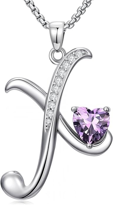 Birthday Gifts for Women Alphabet A to Z Initial Birthstone Pendant Necklaces for Women - 18k White Gold Plated Personalized Name Jewelry Anniversary Graduation Gifts for Wife Her Daughter Girlfriend(with Gift Box)