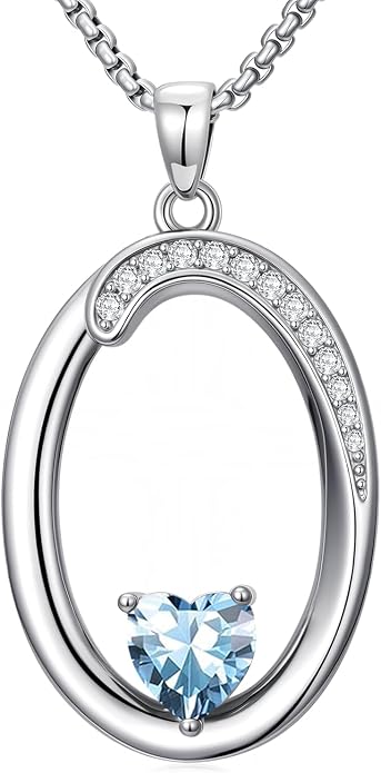 Birthday Gifts for Women Alphabet A to Z Initial Birthstone Pendant Necklaces for Women - 18k White Gold Plated Personalized Name Jewelry Anniversary Graduation Gifts for Wife Her Daughter Girlfriend(with Gift Box)
