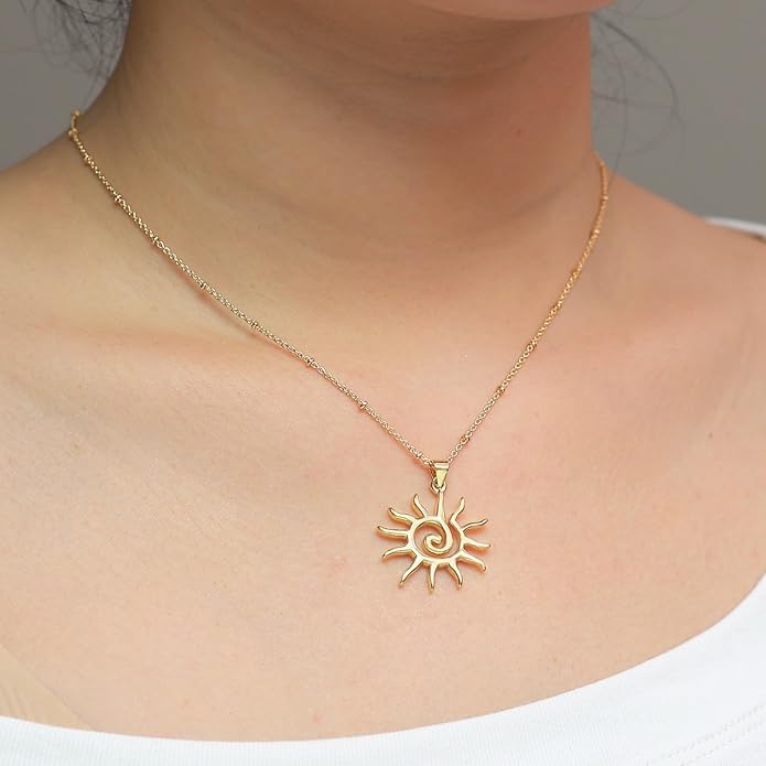 14K Gold Plated Paper Clip Chain Link Necklace Satellite Cross Key Starfish Turquoise Heart Necklace for Women