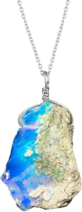 Raw Ethiopian Fir Opal Pendant Necklace for Women, Dainty Pendant, Handmade October Birthstone, Hypoallergenic Spiritual Healing Stone 925 Sterling Silver Chain 20" Birthday Gifts