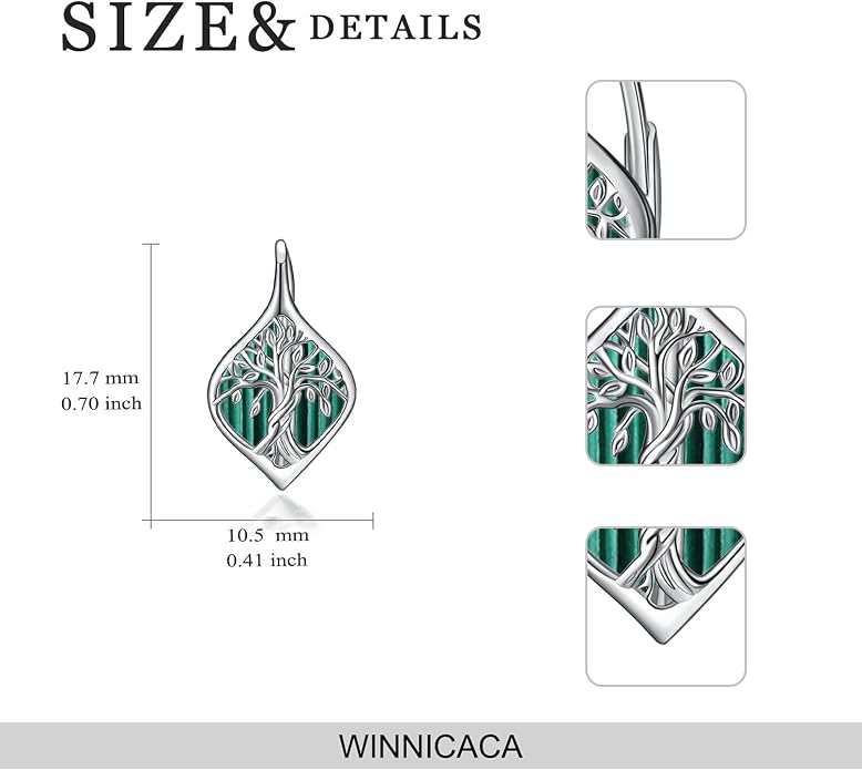 WINNICACA Leverback Earrings for Women 925 Sterling Silver Tree of Life Earrings Dangle Drop Turquoise Moonstone Moss Agate Heart Jewelry Gifts for Women Her Wife Anniversary Birthday Gifts