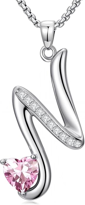 Birthday Gifts for Women Alphabet A to Z Initial Birthstone Pendant Necklaces for Women - 18k White Gold Plated Personalized Name Jewelry Anniversary Graduation Gifts for Wife Her Daughter Girlfriend(with Gift Box)