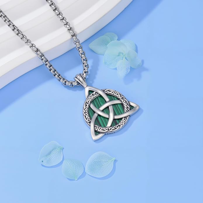 Celtic Necklace for men Sterling Silver Celtic Knot Triquetra Triangle Trinity Necklace Gift for Men