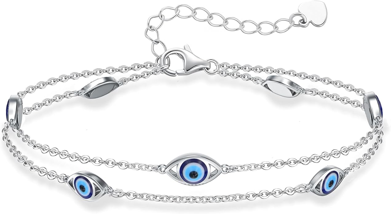 925 Sterling Silver Ankle Bracelet Evil Eye/Dolphin/Sea Turtle/Infinity/Wave Seashell/Hamsa Ankle Bracelet Adjustable Summer Beach Ocean Jewelry for Women