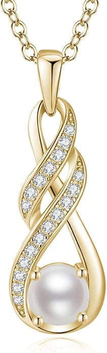 Birthstone Necklaces for Women 925 Sterling Silver Infinity Pendant Created Gemstone Jewelry for Her, 16"+2"