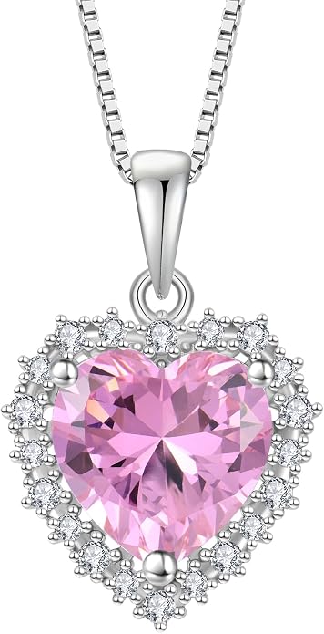 STARCHENIE 925 Sterling Silver Heart Birthstone Pendant Necklace for Women | Genuine 925 silver pendant, heart birthstone, love heart design, 925 silver 18+2" adjustable chain