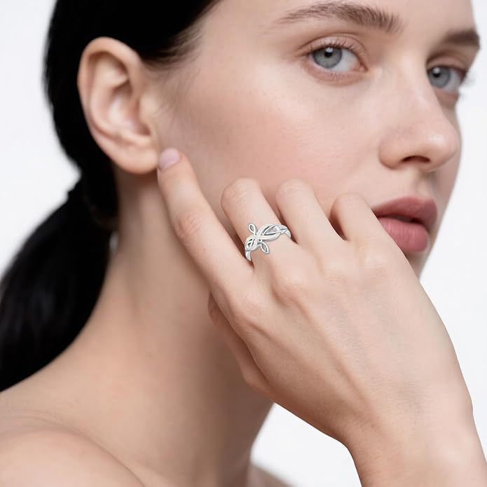 Opal Ring for Women 925 Sterling Sliver Opal Infinity Ring Jewelry Birthday Gifts for Women Girlfriend Mom Wife Her